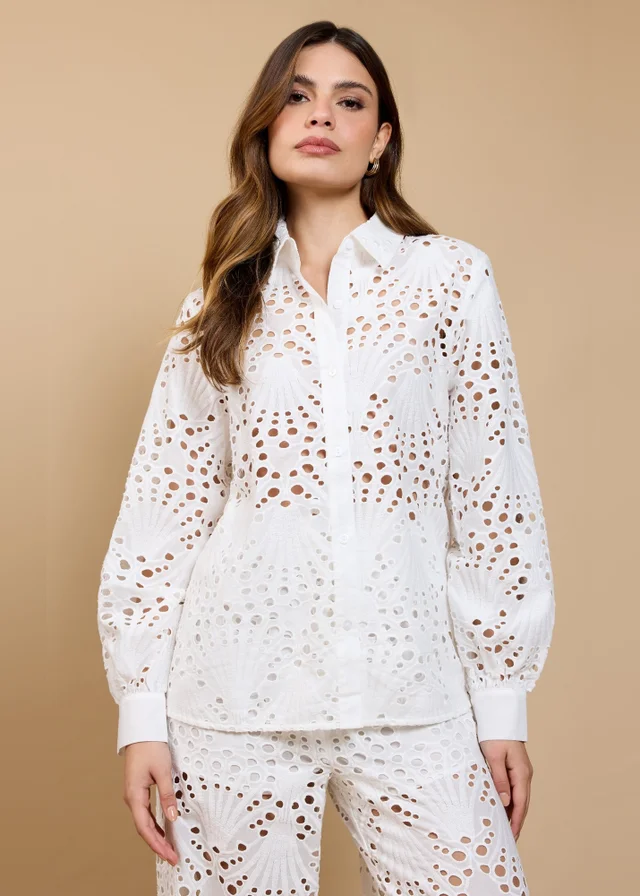 Little Mistress White Broderie Shirt