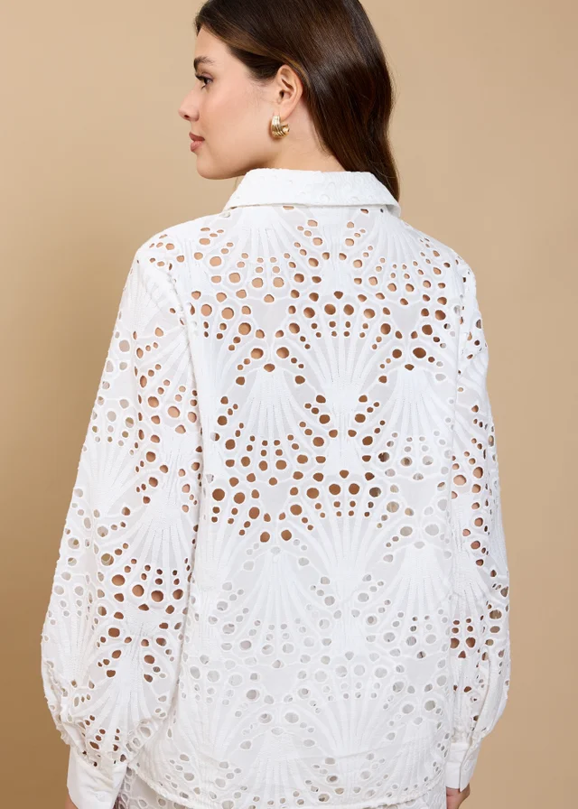Little Mistress White Broderie Shirt