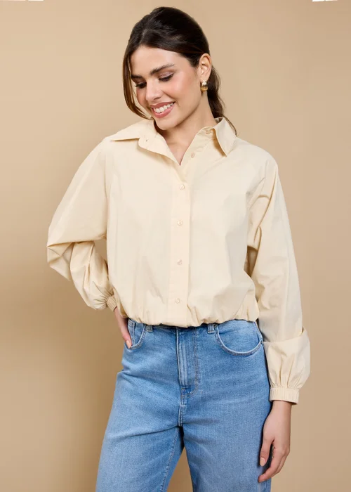 Little Mistress Beige Crop Shirt - M Image 1