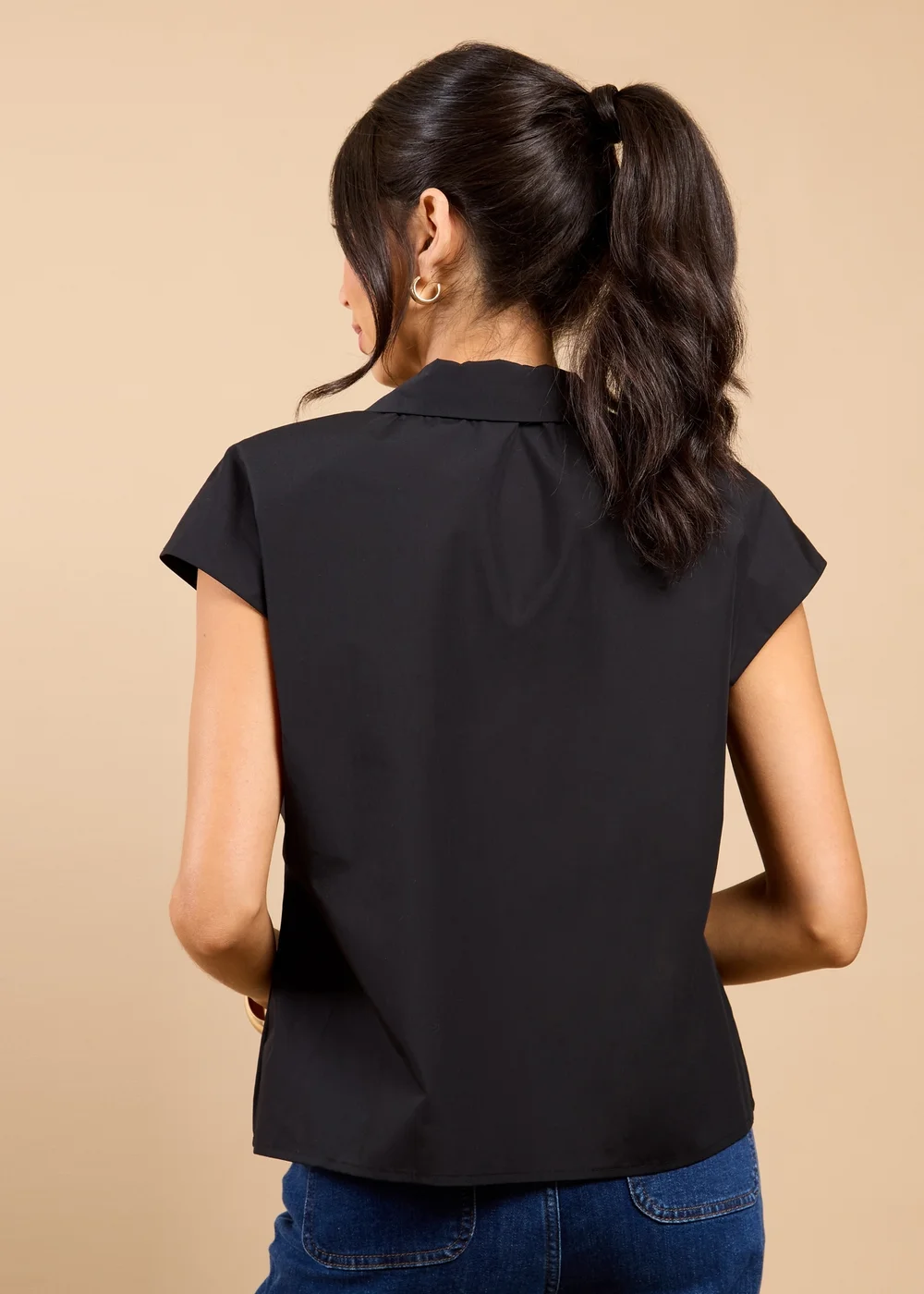 Little Mistress Black Gathered Detail Shirt Top - XL Image 2