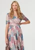 Izabel London Beige Printed 1/2 Sleeve Pleated Midi Dress - 8 Image 4