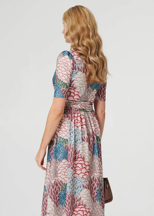 Izabel London Beige Printed 1/2 Sleeve Pleated Midi Dress - 8 Image 2