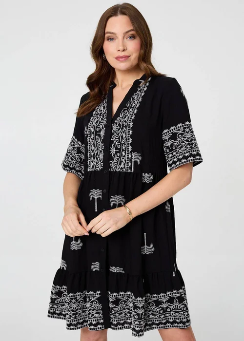 Izabel London Black Border Print 1/2 Sleeve Short Dress - 16 Image 4