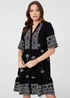 Izabel London Black Border Print 1/2 Sleeve Short Dress - 16 Image 4