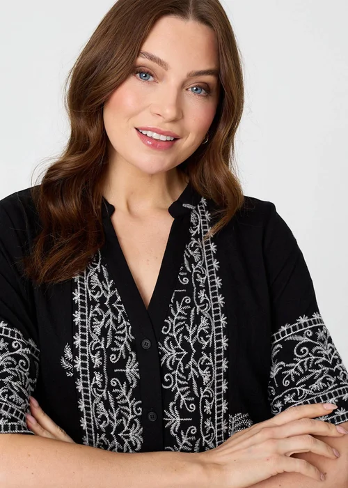 Izabel London Black Border Print 1/2 Sleeve Short Dress - 16 Image 3