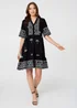 Izabel London Black Border Print 1/2 Sleeve Short Dress - 16 Image 1