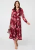 Izabel London Burgundy Abstract Floral Semi Sheer Midi Dress - 16 Image 1