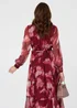 Izabel London Burgundy Abstract Floral Semi Sheer Midi Dress - 16 Image 2