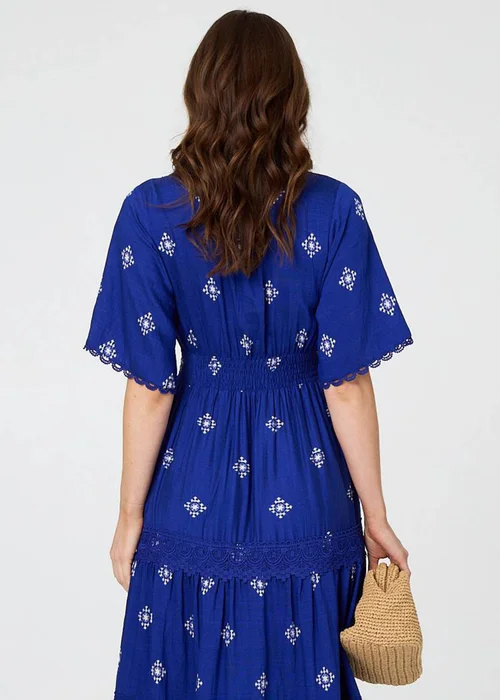 Izabel London Blue Border Print 1/2 Sleeve Maxi Dress - 8 Image 2