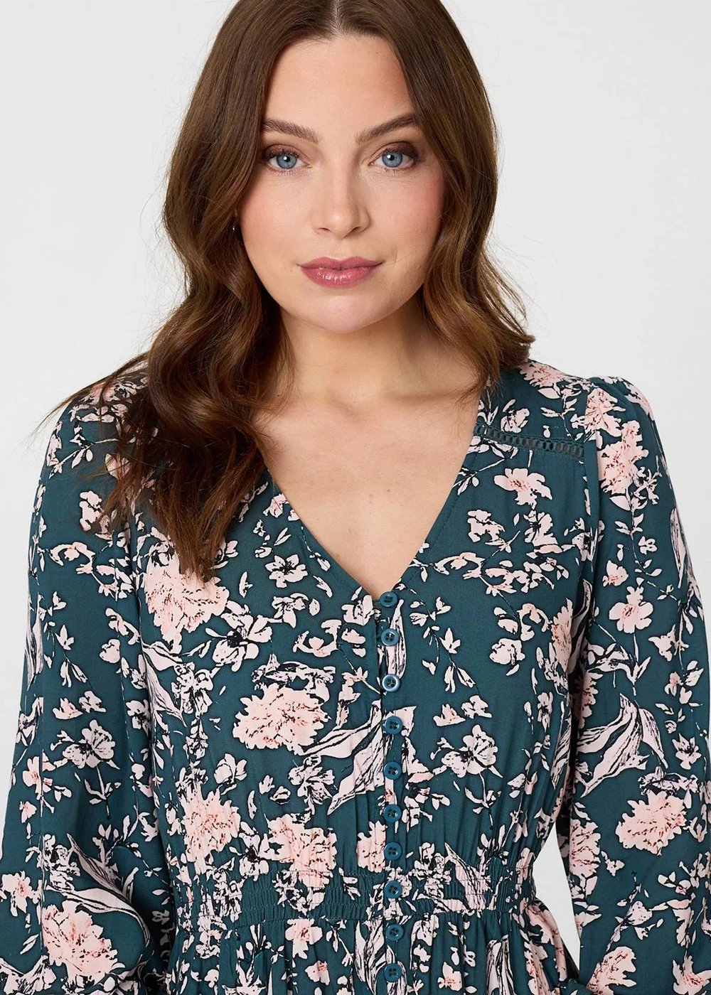 Izabel London Teal Floral Long Sleeve Lace Maxi Dress - 14 Image 3