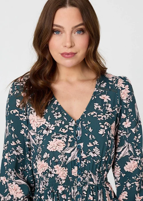 Izabel London Teal Floral Long Sleeve Lace Maxi Dress - 14 Image 3