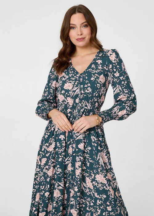 Izabel London Teal Floral Long Sleeve Lace Maxi Dress - 14 Image 4