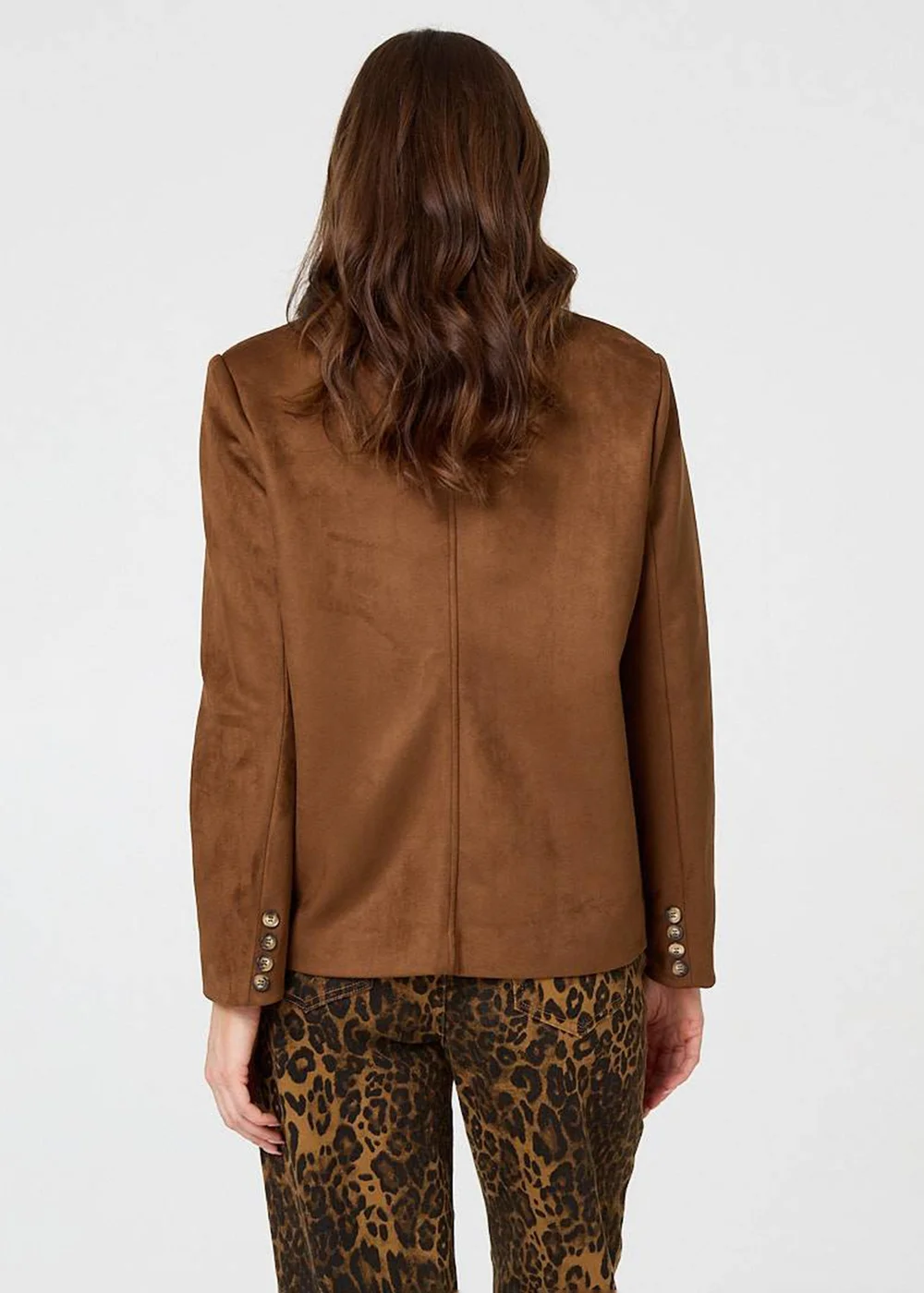 Izabel London Brown Faux Suede Pocket Front Slim Jacket - 12 Image 2