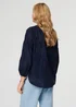 Izabel London Navy Embroidered Layered Long Sleeve Blouse - 20 Image 2