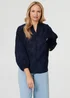 Izabel London Navy Embroidered Layered Long Sleeve Blouse - 20 Image 4
