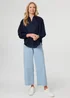 Izabel London Navy Embroidered Layered Long Sleeve Blouse - 20 Image 1