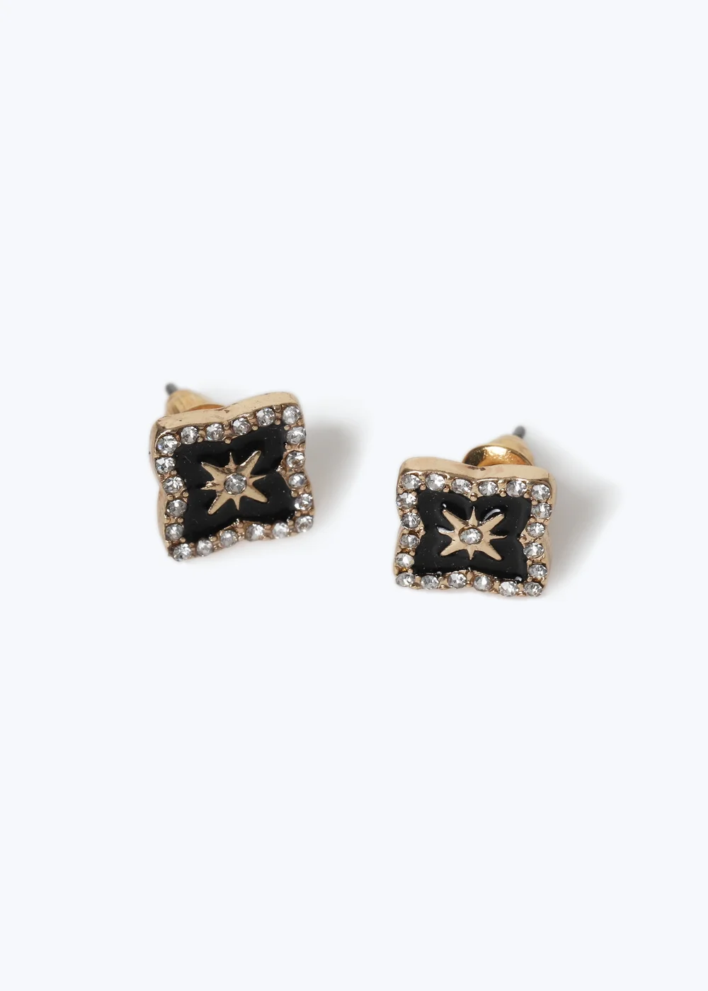 Muse Black Pointed Stud Earrings - One Size Image 2