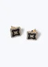 Muse Black Pointed Stud Earrings - One Size Image 2