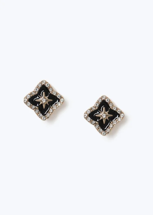 Muse Black Pointed Stud Earrings - One Size Image 1