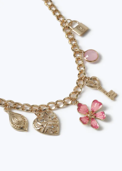 Muse Gold Heart and Key Charm Necklace - One Size Image 2