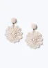 Muse White Beaded Flower Drop Earrings - One Size Image 1