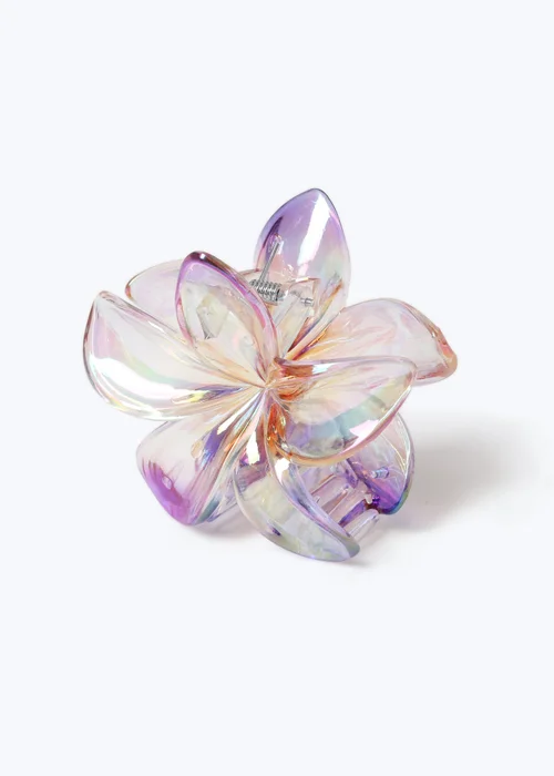 Muse Purple Shiny Hibiscus Flower Claw Clip - One Size Image 2