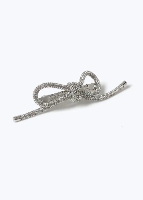 Muse Silver Diamante Jelly Bow Clip - One Size Image 2