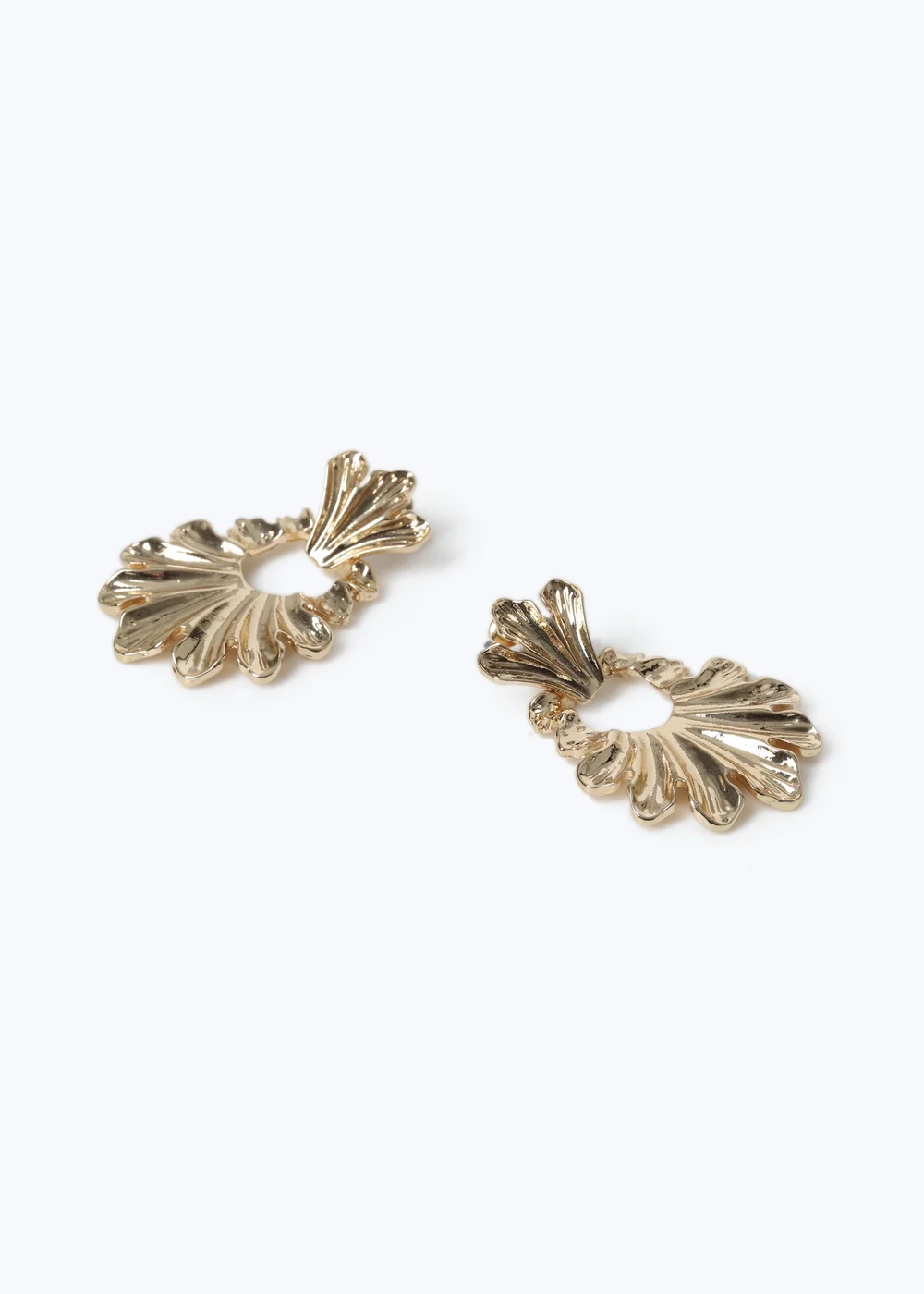Muse Gold Textured Drop Earrings - One Size Image 2