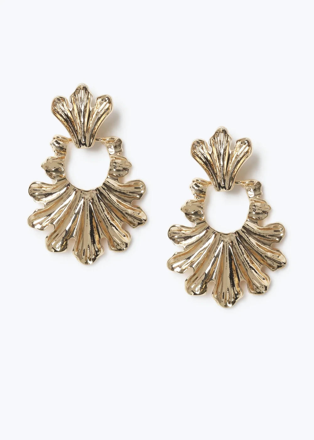 Muse Gold Textured Drop Earrings - One Size Image 1