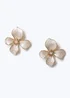 Muse Cream Enamel Flower Stud Earrings - One Size Image 1