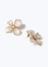 Muse Cream Enamel Flower Stud Earrings - One Size Image 2