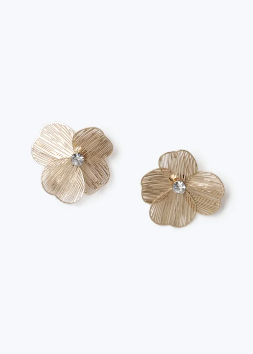 Muse Gold Filigree Flower Stud Earrings - One Size Image 1