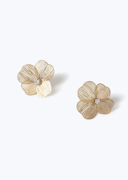 Muse Gold Filigree Flower Stud Earrings - One Size Image 2