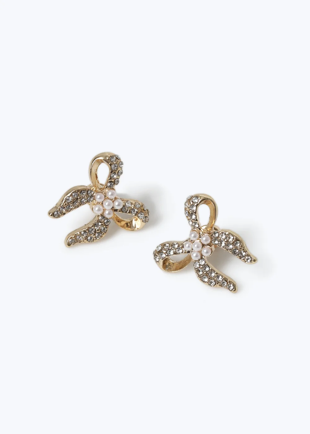 Muse Gold Pearl Bow Stud Earrings - One Size Image 2