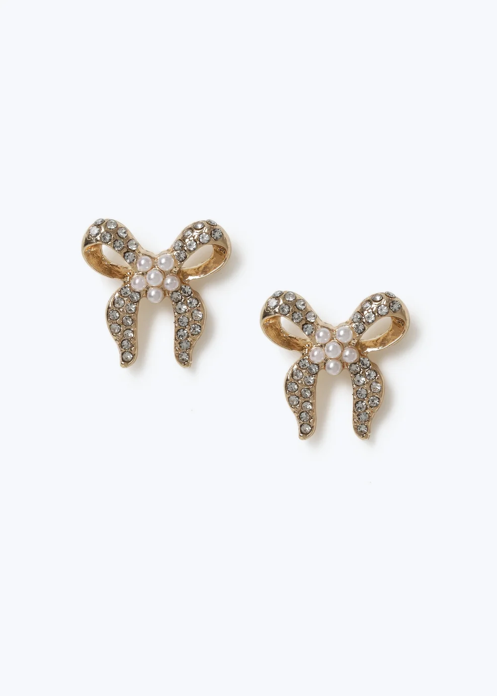 Muse Gold Pearl Bow Stud Earrings - One Size Image 1