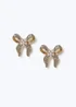 Muse Gold Pearl Bow Stud Earrings - One Size Image 1