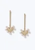 Muse Gold Pearl Heart Stick Drop Earrings - One Size Image 1