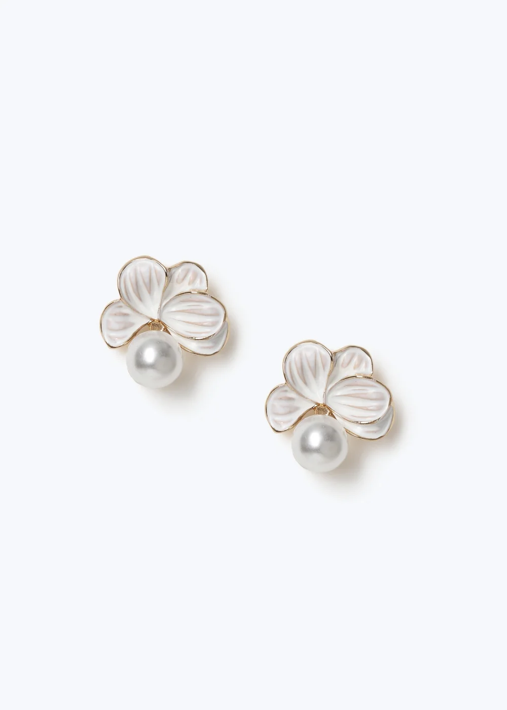 Muse White Enamel Stud Earrings - One Size Image 1