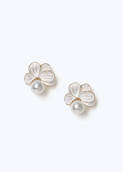 Muse White Enamel Stud Earrings - One Size Image 1