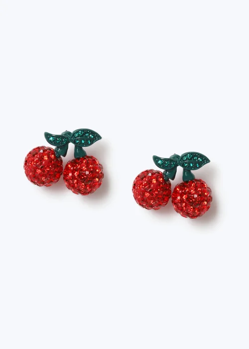 Muse Red Shambala Cherry Stud Earrings - One Size Image 1