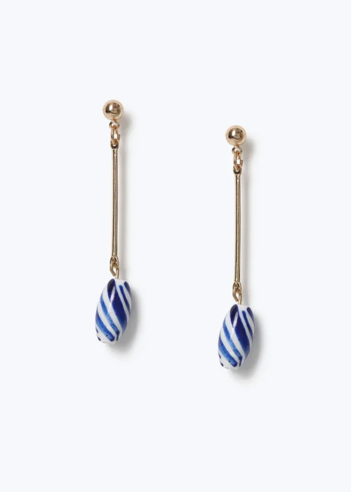 Muse Blue Stripe Drop Earrings - One Size Image 1