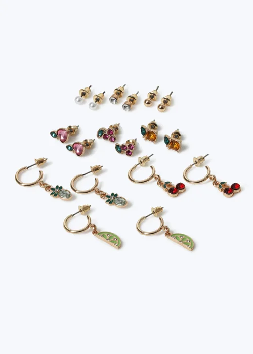 Muse 9 Pack Fruit Stud & Drop Earrings - One Size Image 2