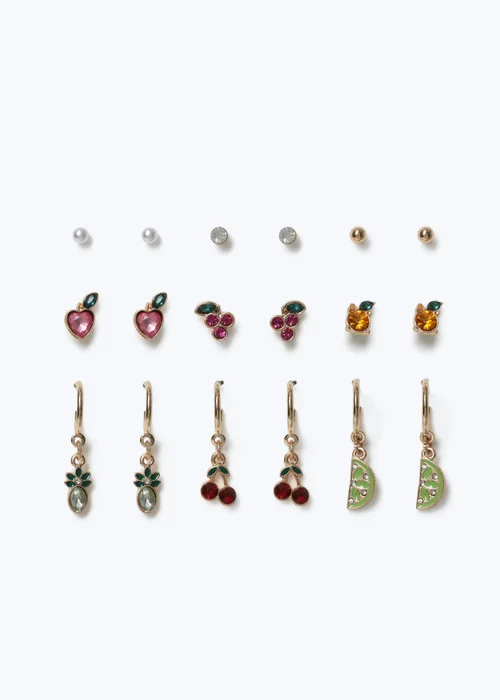 Muse 9 Pack Fruit Stud & Drop Earrings - One Size Image 1