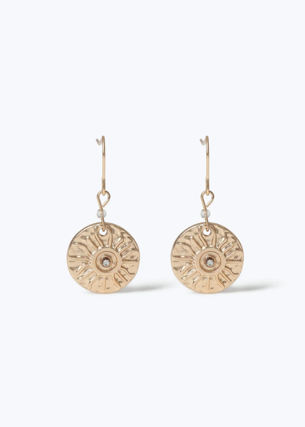 Muse Gold Textured Coin Fishhook Earrings - One Size Image 1