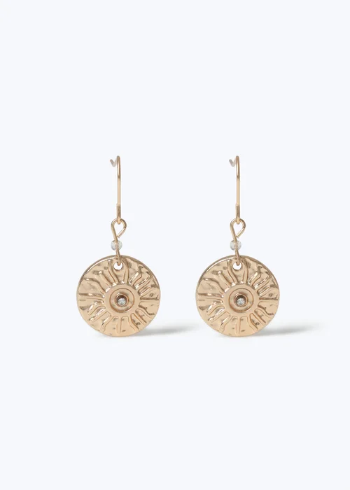 Muse Gold Textured Coin Fishhook Earrings - One Size Image 1