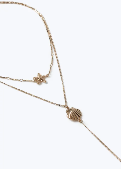 Muse Gold Starfish Shell Multilayer Necklace - One Size Image 2