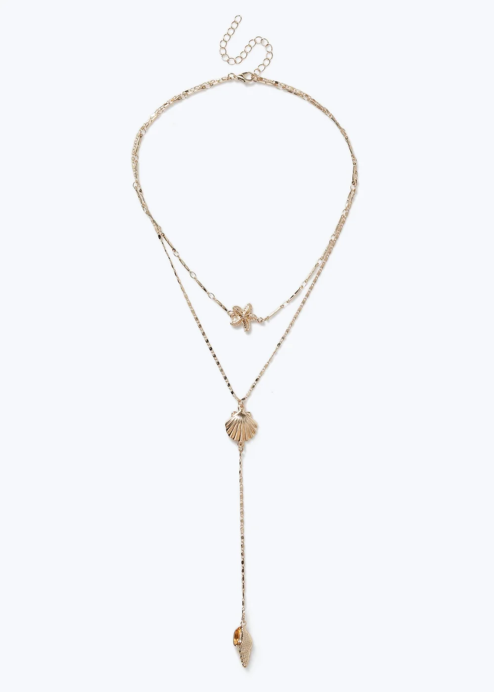 Muse Gold Starfish Shell Multilayer Necklace - One Size Image 1