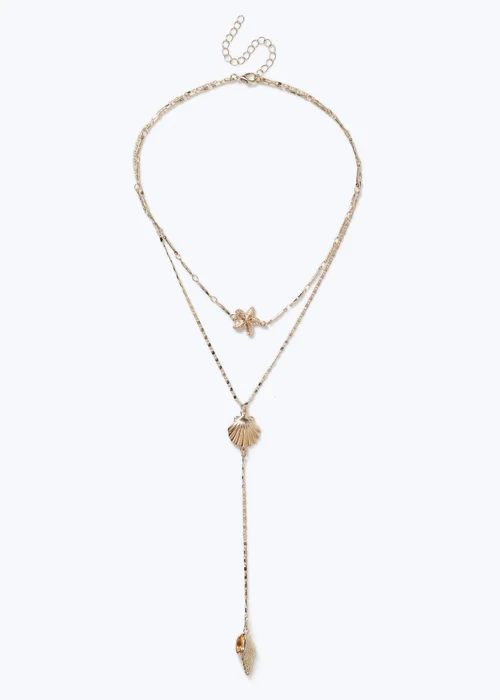 Muse Gold Starfish Shell Multilayer Necklace - One Size Image 1