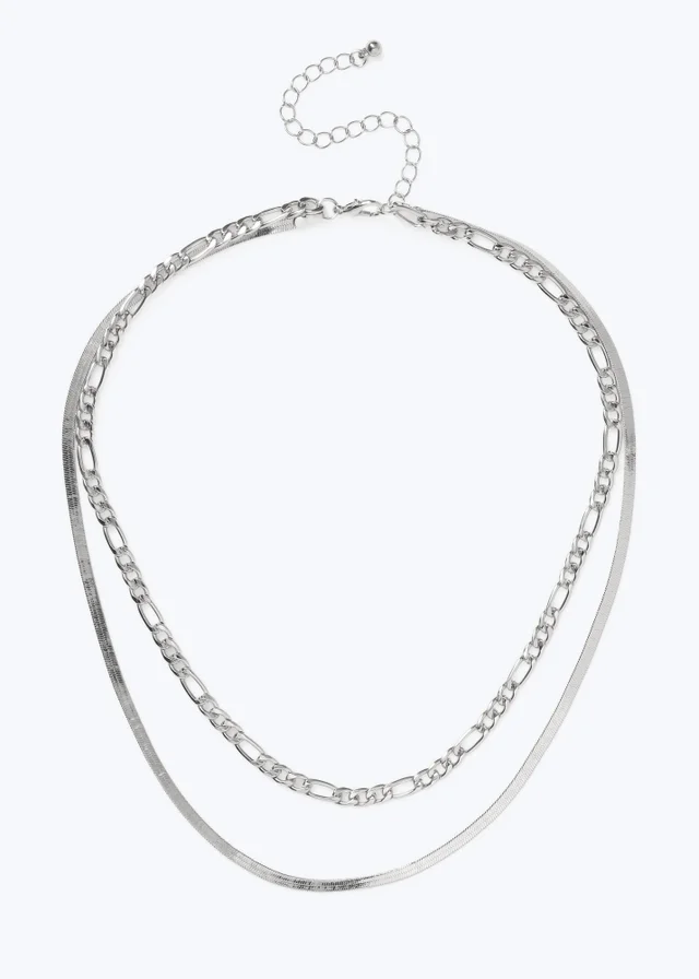 Muse Silver Curb And Snake Chain