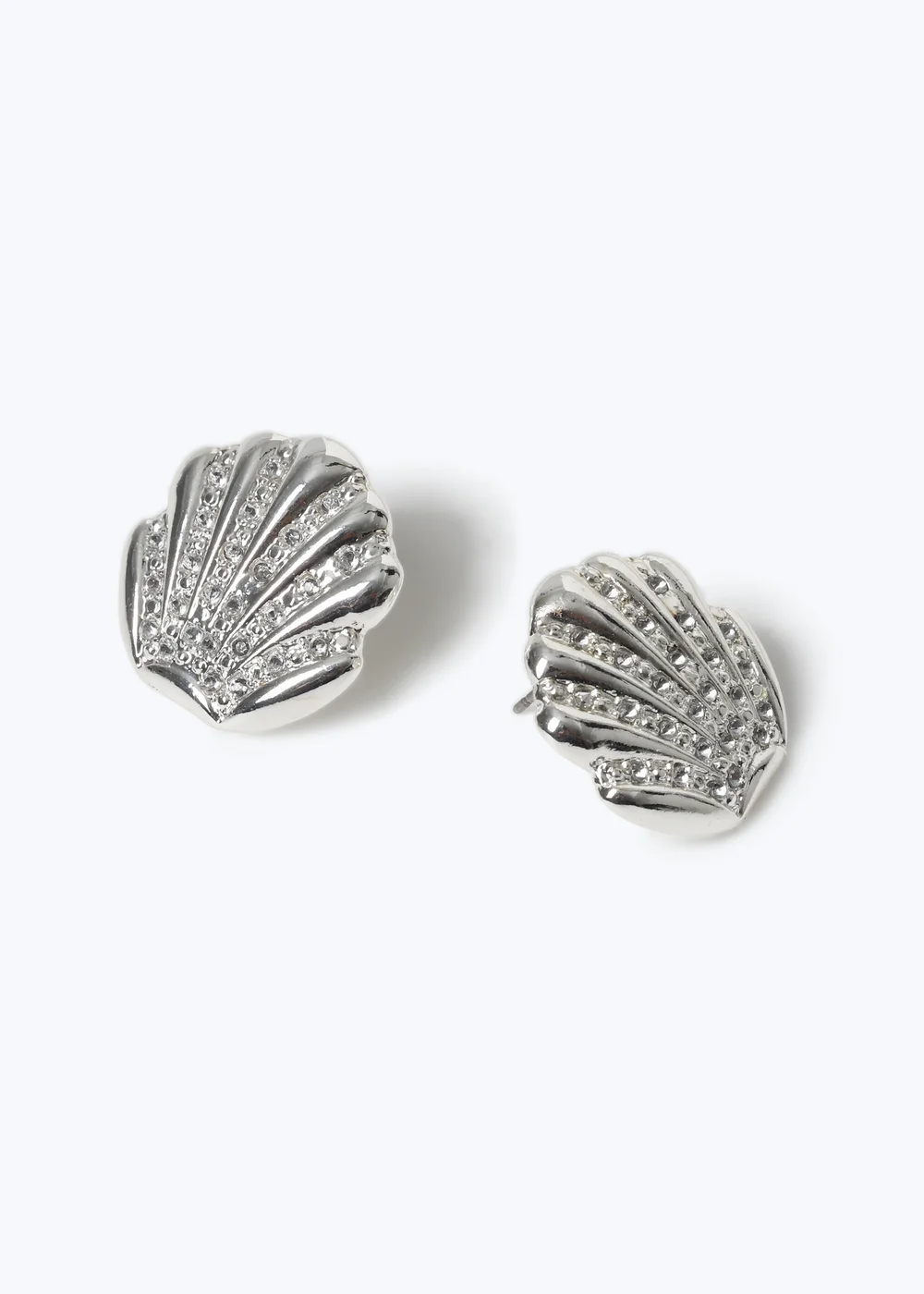 Muse Silver Mini Shell Stud Earrings - One Size Image 2